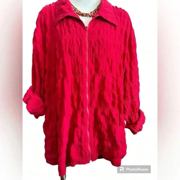COPY - ADDITION ELLE woman’s coat zip cardigan sz 24 plus size has hood red - Picture 2 of 8